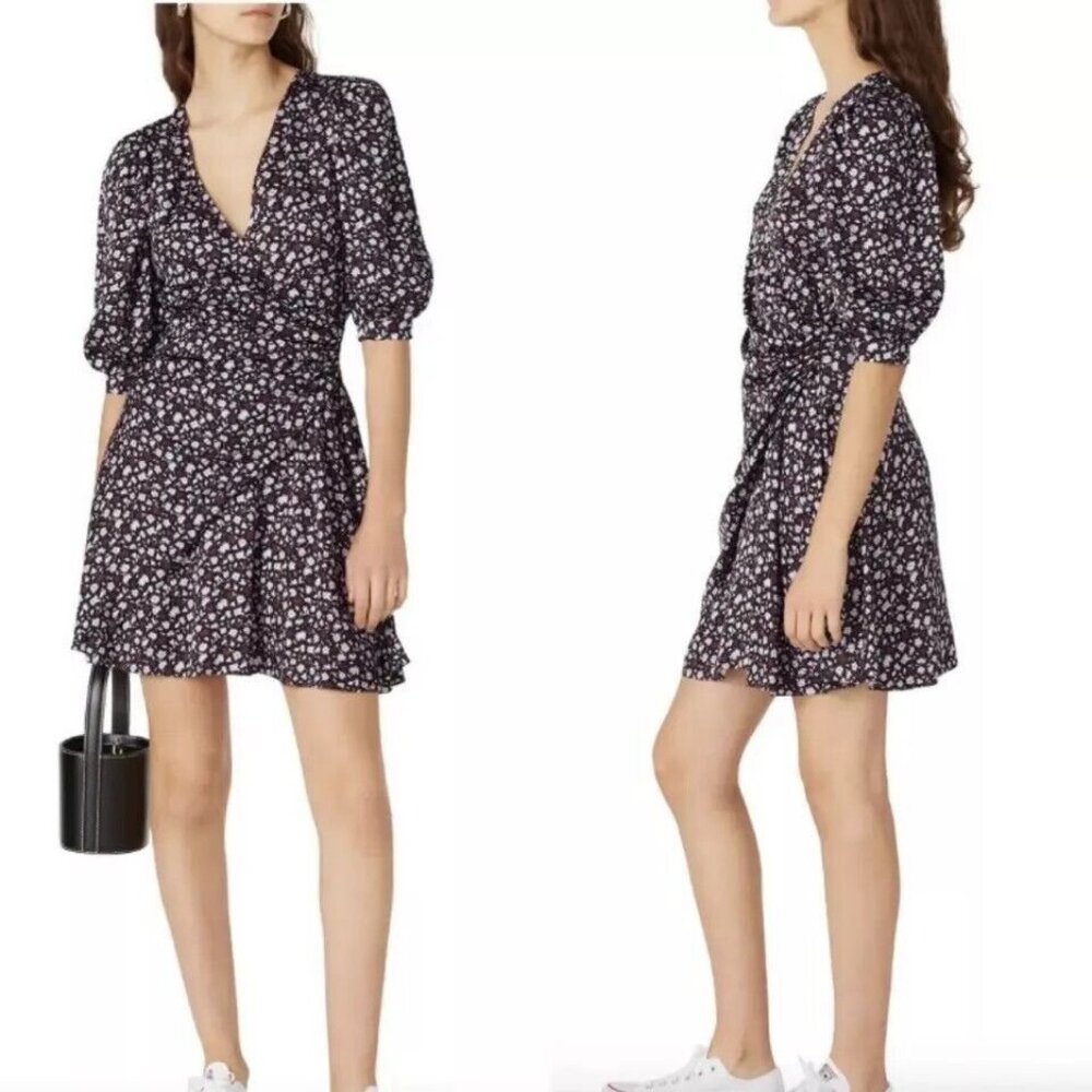 Chanti & Parker Gabriel Floral Purple Short Faux-Wrap Dress Size 6